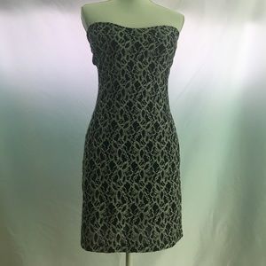 Sexy Strapless Black & White Lace Dress